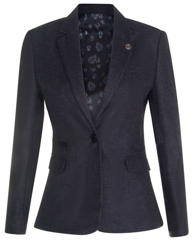 Blazer de lana negra con diseño de espiga de tweed para mujer, años 20