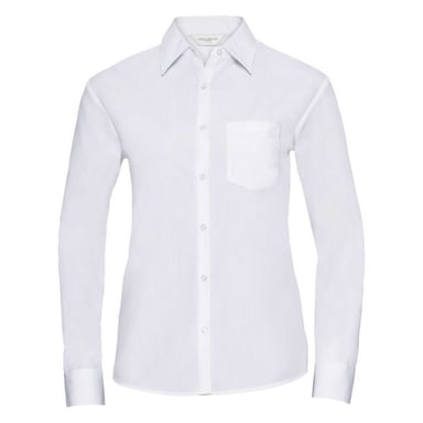 Russell Collection Womens/Ladies Poplin Easy-Care Long-Sleeved Formal Shirt (White)