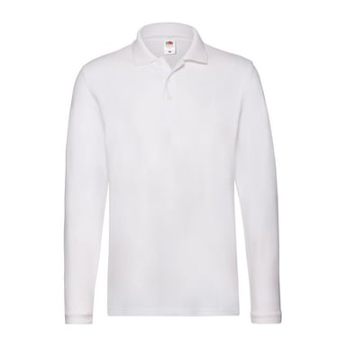 Fruit of the Loom Mens Cotton Pique Long-Sleeved Polo Shirt (White)