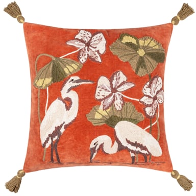 Wylder Tropics Kushiro Embroidered Velvet Feather Filled Cushion