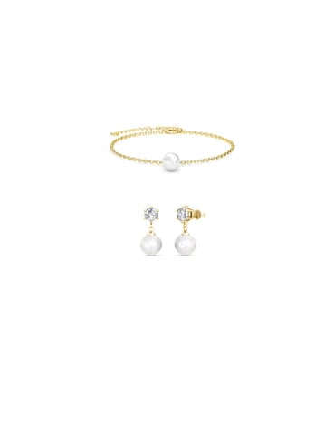 Conjunto de perlas de cristal Pauline - Oro y cristal