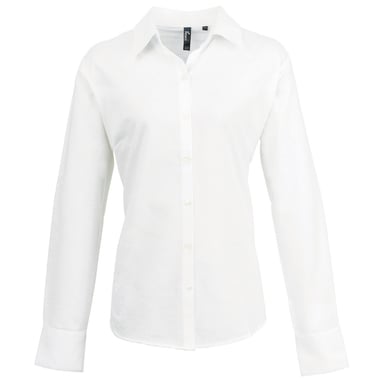 Premier Womens/Ladies Signature Pearlised Oxford Long-Sleeved Shirt (White)