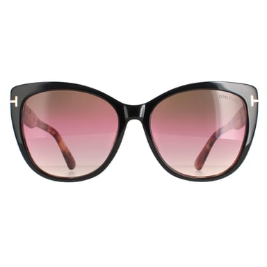 Gafas de sol Tom Ford Cat Eye Ladies Negro y Habana Marrón Gradiente Rosa FT0937 Nora
