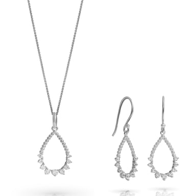 Orphelia 'Petal' Women's 925 Sterling Silver Set: Necklace + Earrings - Silver SET-7564