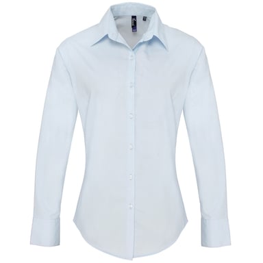 Premier Womens/Ladies Supreme Poplin Long-Sleeved Formal Shirt (Light Blue)