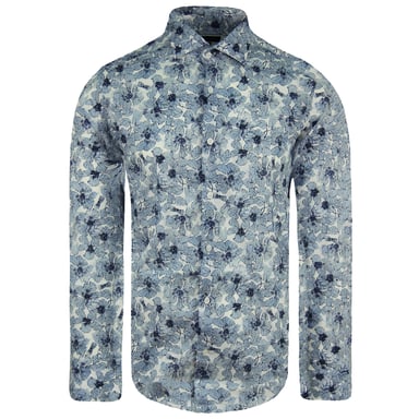 Camisa azul con estampado entallado para hombre de Eden Park Paris