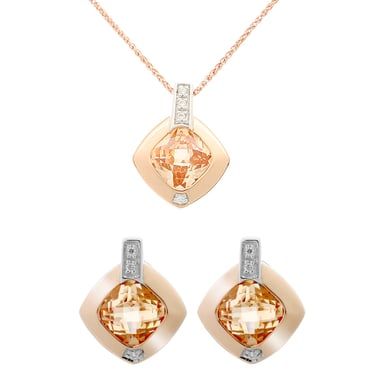 Orphelia 'Athena' Women's 925 Sterling Silver Set: Chain-Pendant + Earrings - Silver/Rose SET-7113