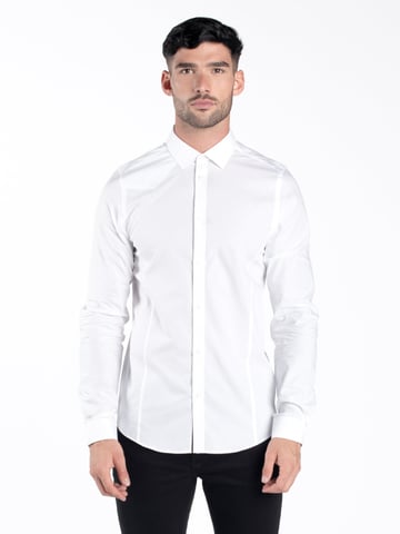 Luke 1977 Men's The Butchers Pencil Slim Fit Smart Shirt in White