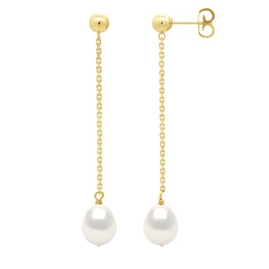 Earrings Real Cultured Freshwater Pearls Pear 7-8 mm
