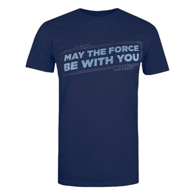 Star Wars Mens May The Force Be With You T-Shirt (Navy/Light Blue)