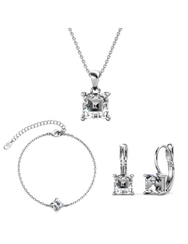 Conjuntos cuadrados simples - Plata y cristal