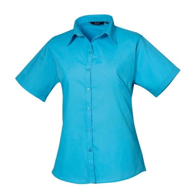 Premier Womens/Ladies Poplin Short-Sleeved Blouse (Turquoise)
