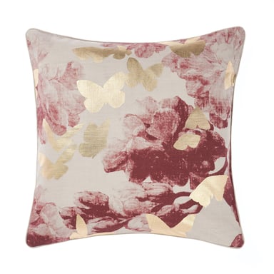 Cojín Florar con Estampado de Foil de Flores y Relleno de Plumas de Linen House