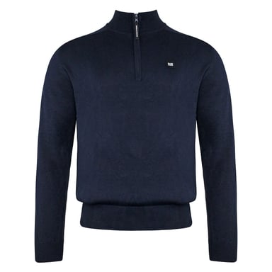 Delincuente de fin de semana manga larga natal zip cuello azul marino suéter kwaw2012 marina