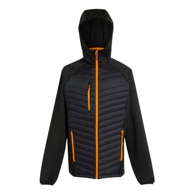 Regatta Mens Navigate Quilted Hybrid Jacket (Black/Orange Pop)
