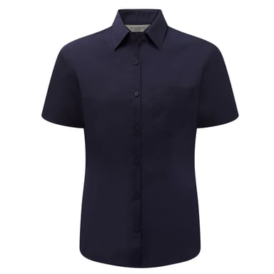Russell Collection Womens/Ladies Poplin Easy-Care Short-Sleeved Formal Shirt (French Navy)