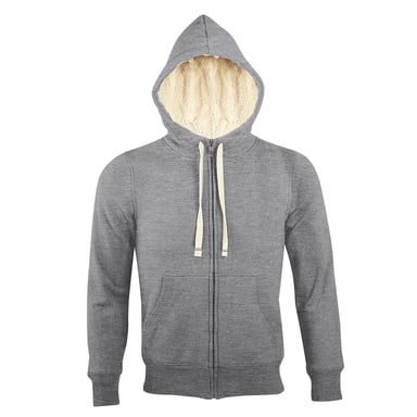 SOLS Sherpa Unisex Zip-Up Hooded Sweatshirt / Hoodie (Grey Marl)