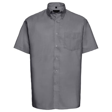 Russell Collection Mens Oxford Easy-Care Short-Sleeved Shirt (Silver)