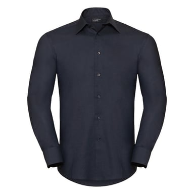 Russell Collection Mens Long Sleeve Easy Care Tailored Oxford Shirt (Black)