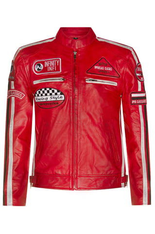 Chaqueta de motociclista de carreras de cuero con cremallera