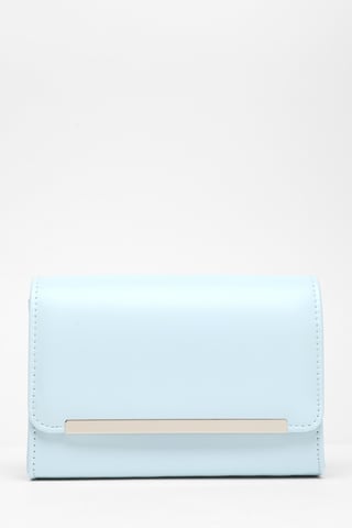 Blue Faux Leather Chain Bag