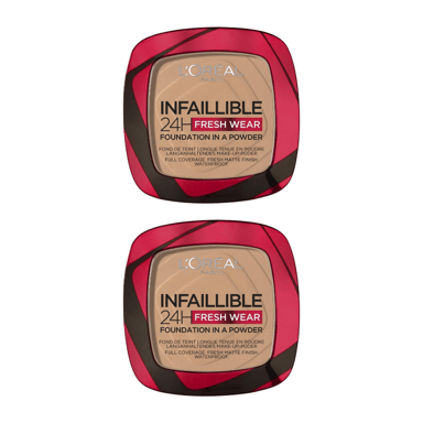 2 x L'Oreal Paris Infallible Base en Polvo 24H Fresh Wear 9g - 220 Arena