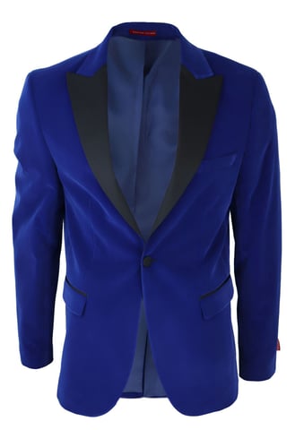 Chaqueta de traje de esmoquin de terciopelo azul para hombre