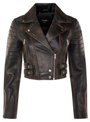 Chaqueta de cuero recortada Brando para mujer - Longtown
