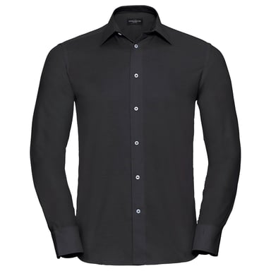 Russell Collection Mens Oxford Easy-Care Tailored Long-Sleeved Shirt (Black)