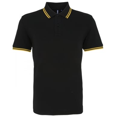 Asquith & Fox Mens Classic Fit Tipped Polo Shirt (Black/Yellow)
