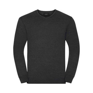 Russell Collection Mens Cotton Acrylic V Neck Sweatshirt (Charcoal Marl)