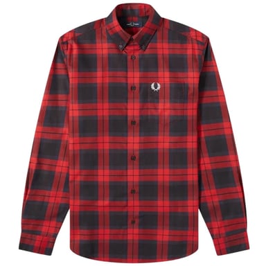 Fred Perry M9537 842 Camisa casual Oxford Bold Tartan roja