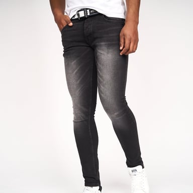 Crosshatch Mens Barbeck Slim Jeans (Black Wash)