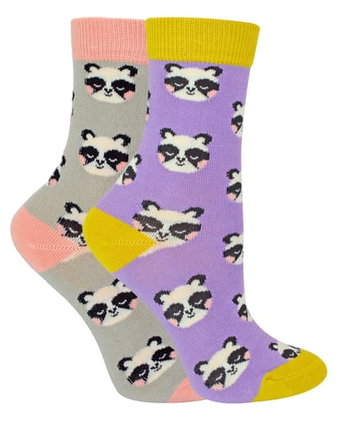 Miss Sparrow - Pack de 2 calcetines de bambú con dibujos de animales - Panda