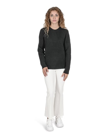Crown Of Edinburgh Cashmere Pull Col Rond Femme Coe 0013 Noir