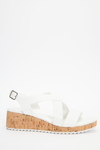 White Faux Leather Sporty Wedges