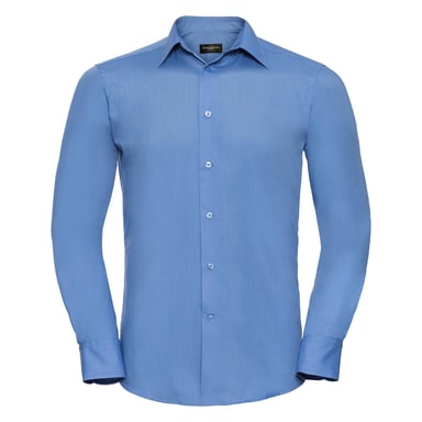 Russell Collection Mens Long Sleeve Poly-Cotton Easy Care Tailored Poplin Shirt (Corporate Blue)