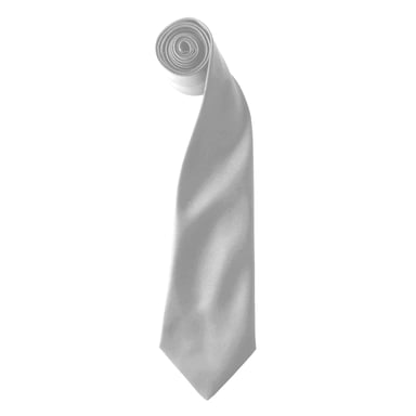 Premier Colours Mens Satin Clip Tie (Pack of 2) (Silver Grey)