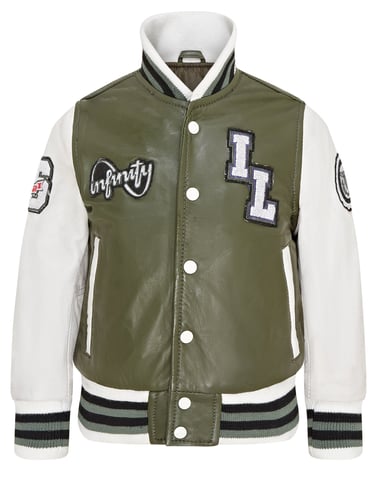 Chaqueta bomber universitaria de cuero Letterman para niños