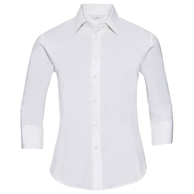 Russell Collection Womens/Ladies Easy-Care Fitted 3/4 Sleeve Formal Shirt (White)