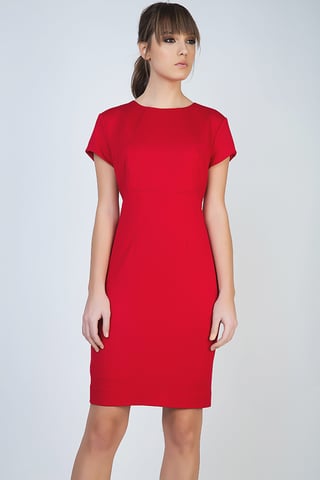 Vestido rojo de manga corta en tejido elástico