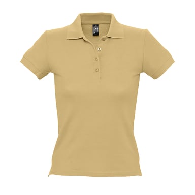SOLS Womens/Ladies People Pique Short Sleeve Cotton Polo Shirt (Sand)