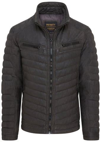 Cazadora bomber de cuero acolchada color verde caqui para hombre - Torpoint