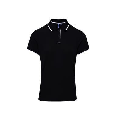 Premier Womens/Ladies Contrast Coolchecker Polo Shirt (Black/White)
