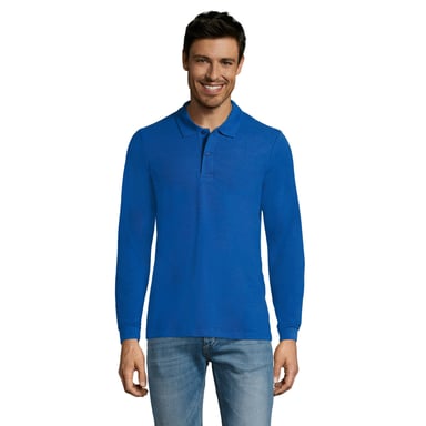 SOLS Mens Perfect Plain Pique Long-Sleeved Polo Shirt (Royal Blue)