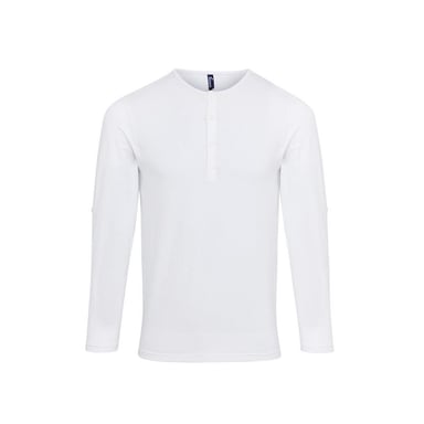 Premier Mens Long John Roll Sleeve T-Shirt (White)