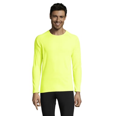 SOLS Mens Long-Sleeved Sports T-Shirt (Neon Yellow)