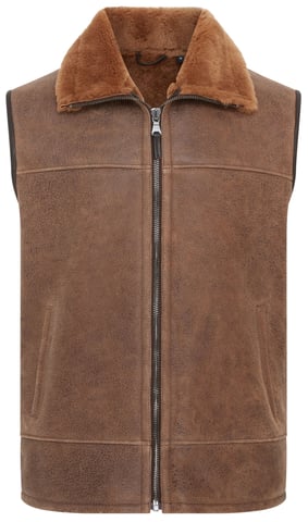 Chaleco de aviador de piel de oveja marrón para hombre - Ambler