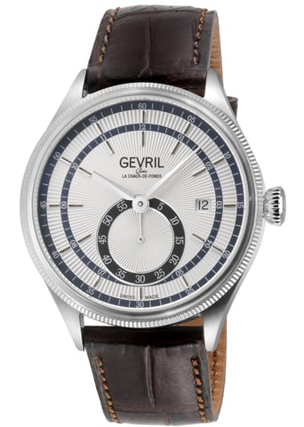 Gevril Empire Italian Handmade Brown Leather Swiss Automatic ETA 2895 Watch