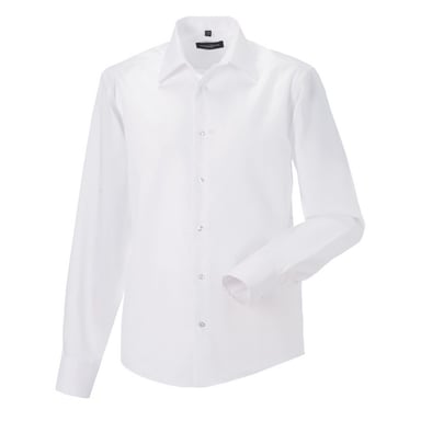 Russell Mens Ultimate Non-Iron Tailored Long-Sleeved Formal Shirt (White)